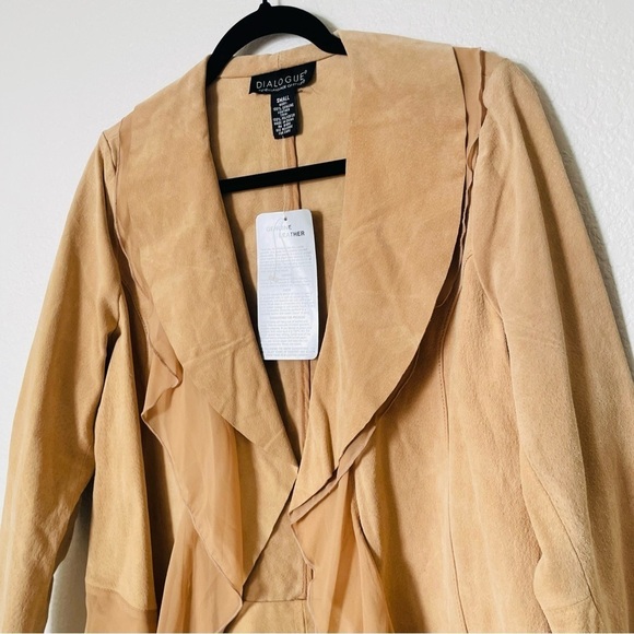 NWT Dialogue woman’s genuine leather jacket size Small openfront feminine winter - Picture 2 of 9